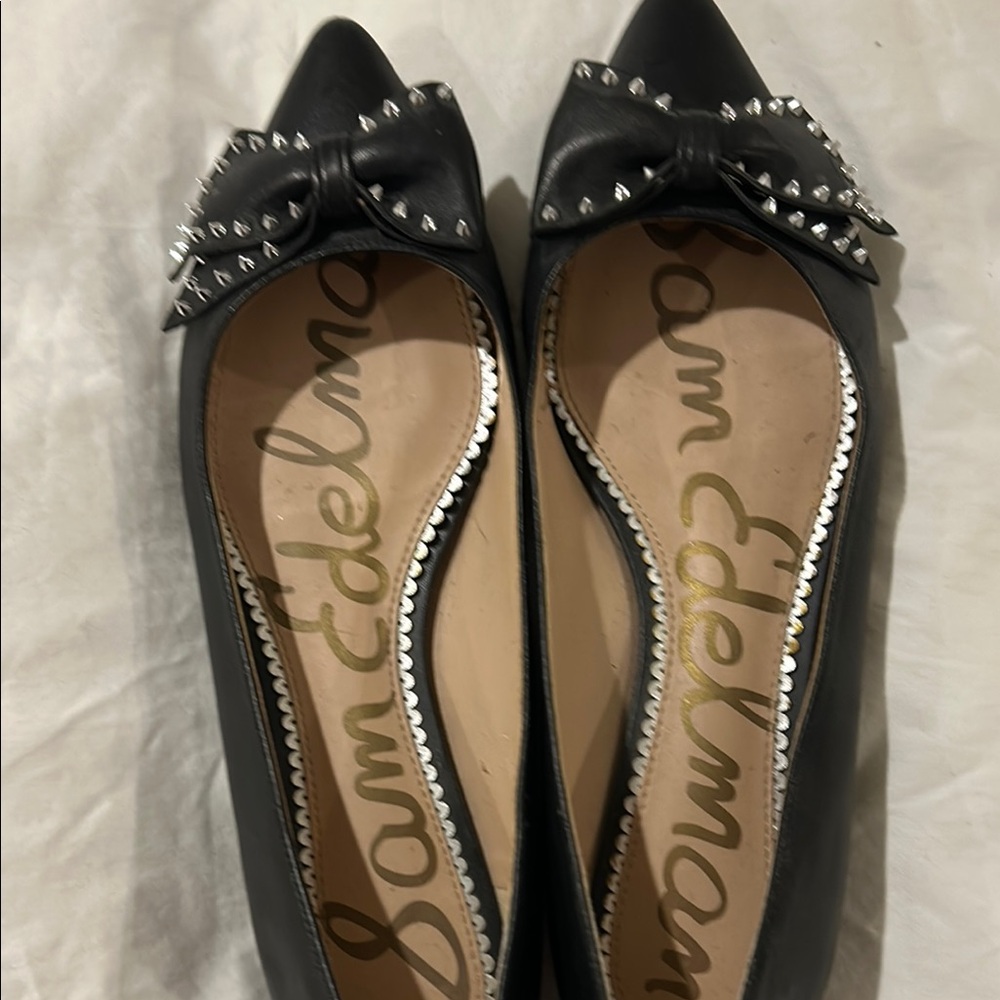 Sam Edelman Black Flats with Studded Bow
